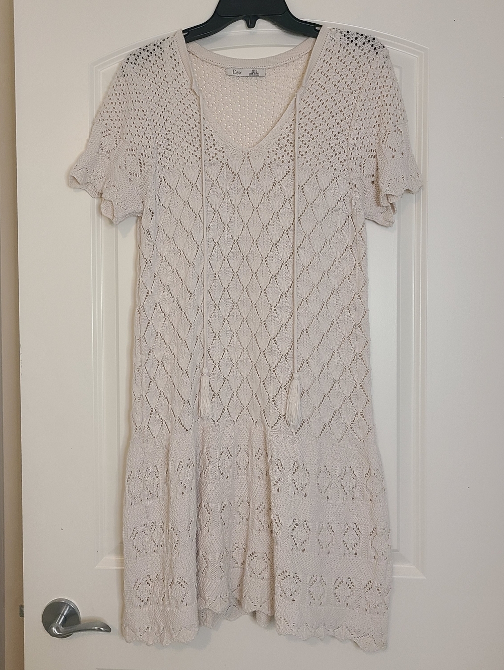 Dress Dex 100% Cotton Crochet Dress Beige Size L
